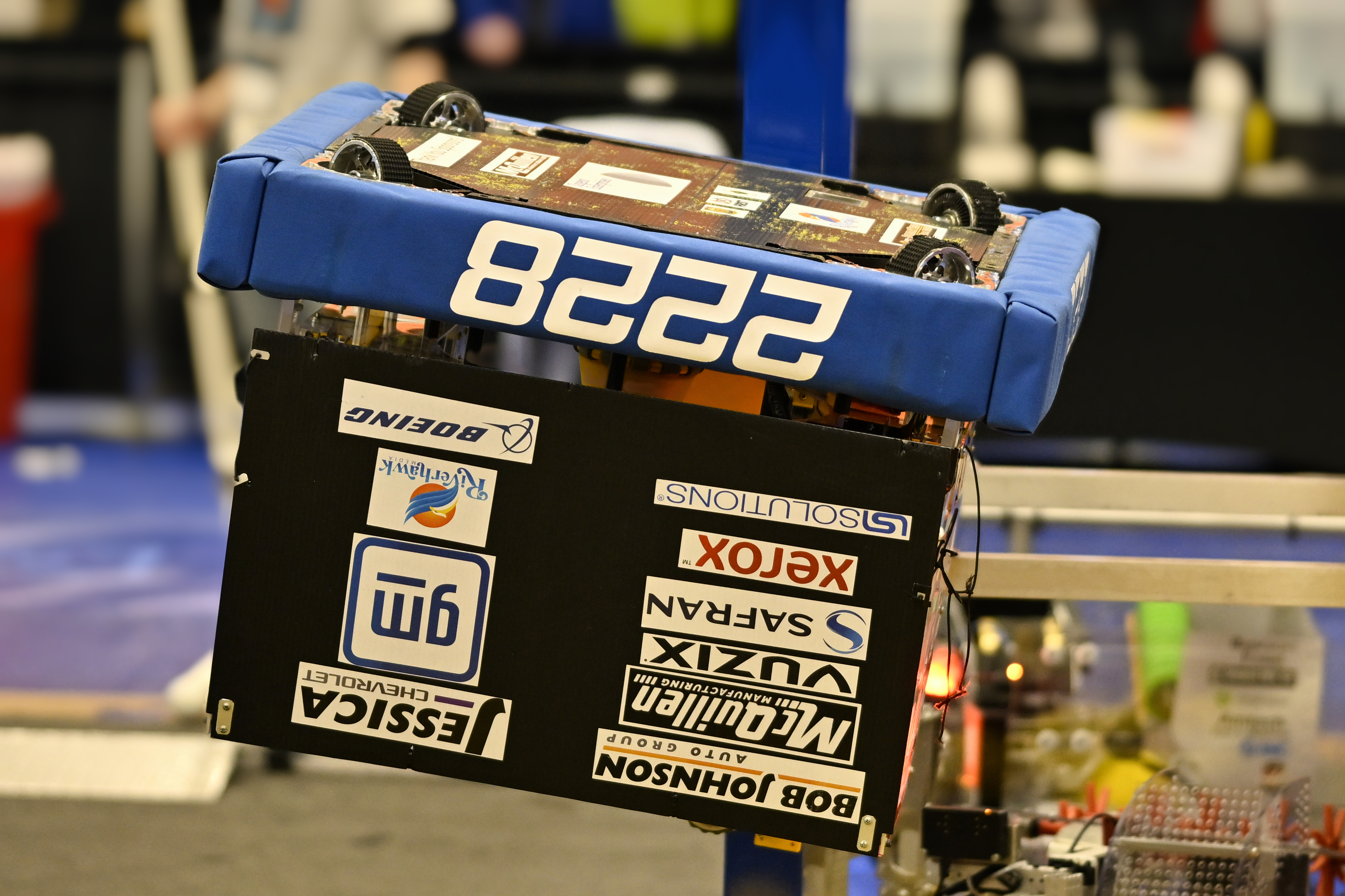 Our robot 'climbing' the tower